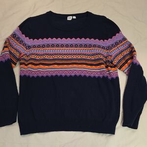 GAP Sweater in Navy with Multicolor Pattern